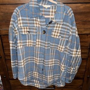 Blue and Brown Thick Flannel Size L